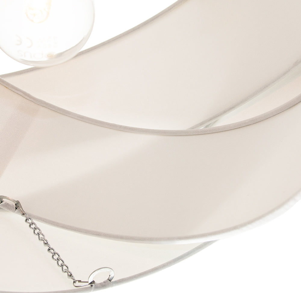 Modern Triple Ring White Cotton Fabric Pendant Shade with White Satin Inner Image 3