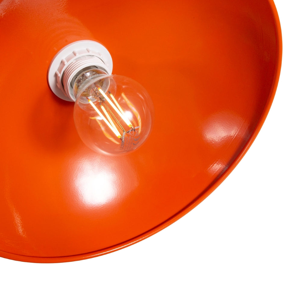 Industrial Retro Designer Orange Gloss Disc Metal Ceiling Pendant Lighting Shade Image 2