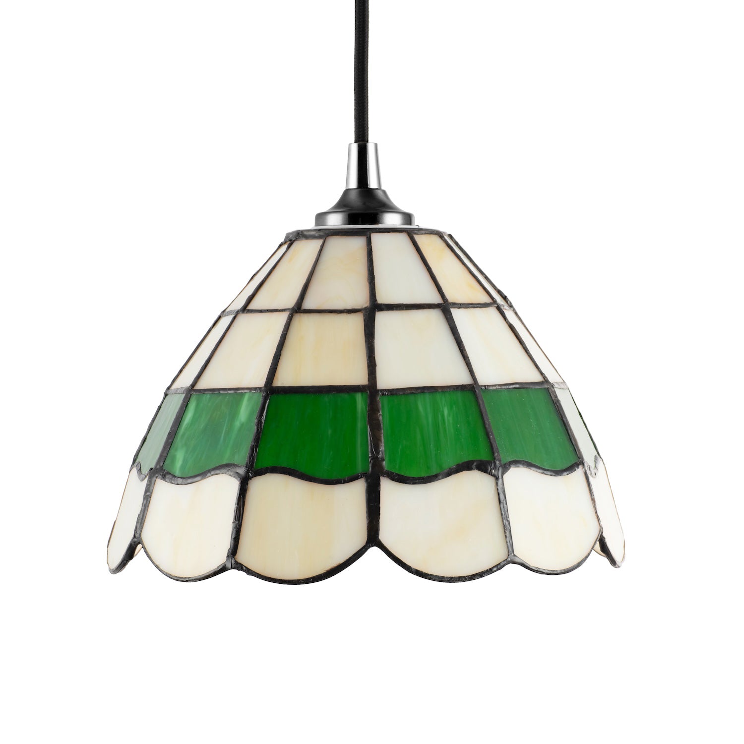 Traditional Green and Amber Stained Glass Tiffany Pendant Lighting Shade Image 1