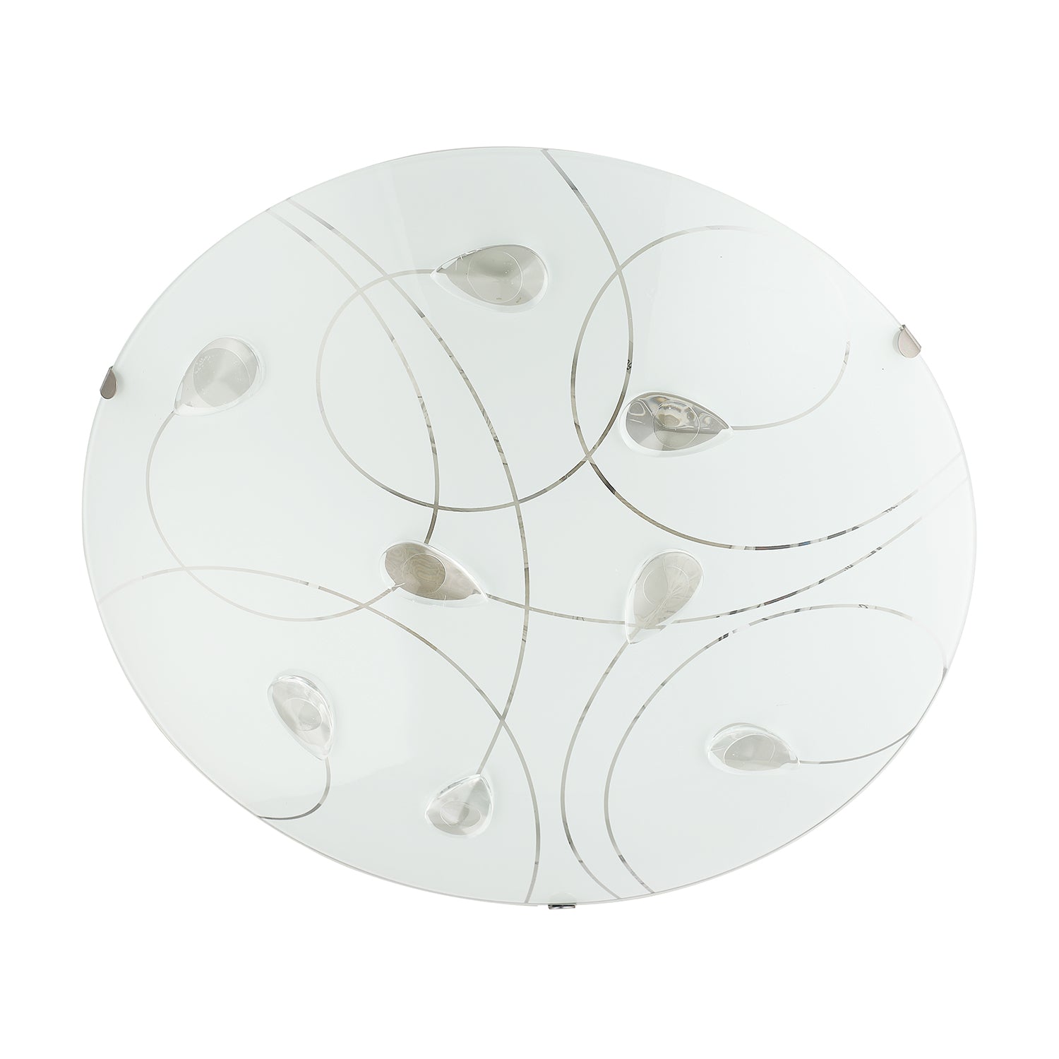 Traditional Classic Opal White Glass Flush Ceiling Light with Crystal Drops Image 4