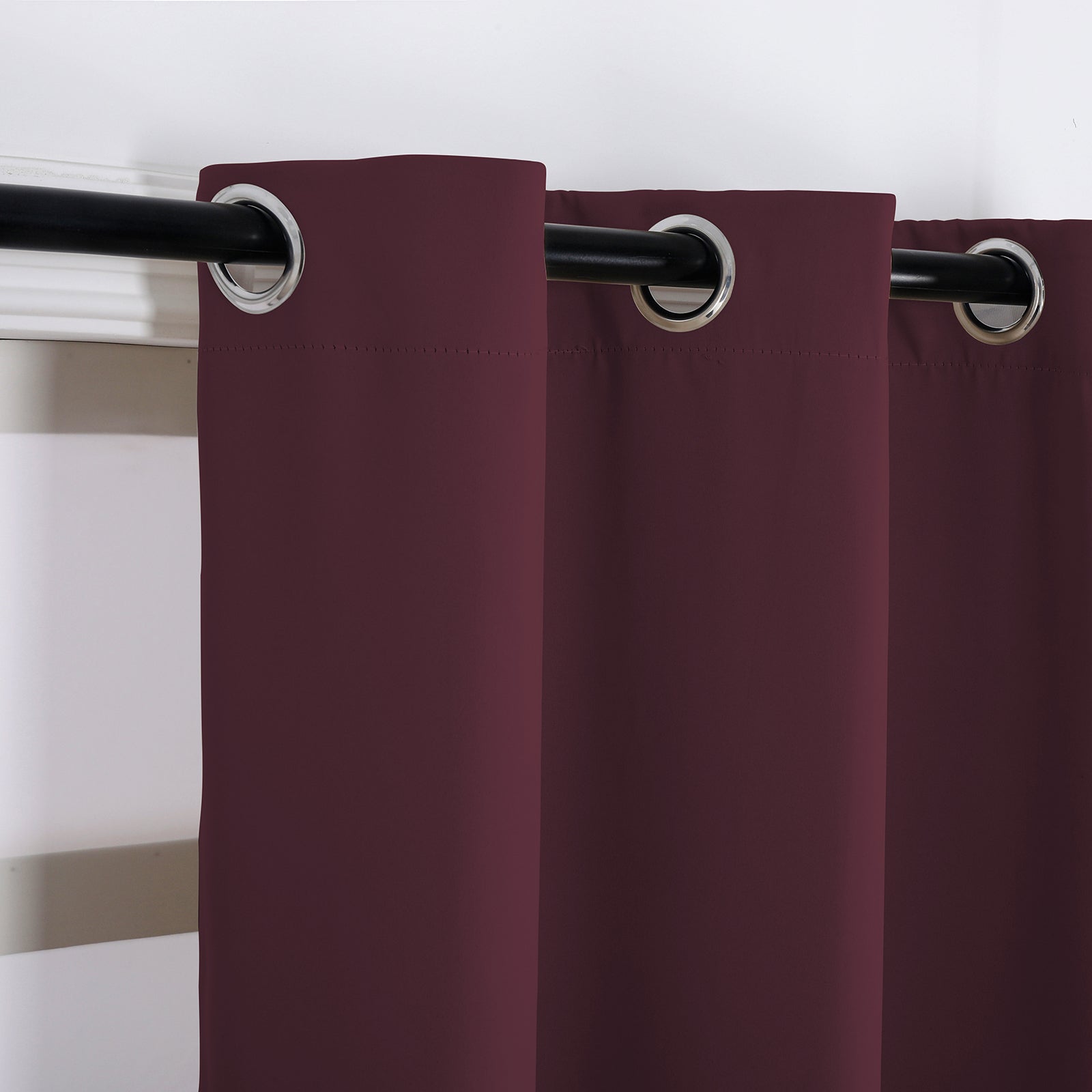 Burgundy Blackout Curtains - Dark thermal Eyelet - 46 x 63 Inch Drop - 2 Panel Image 5