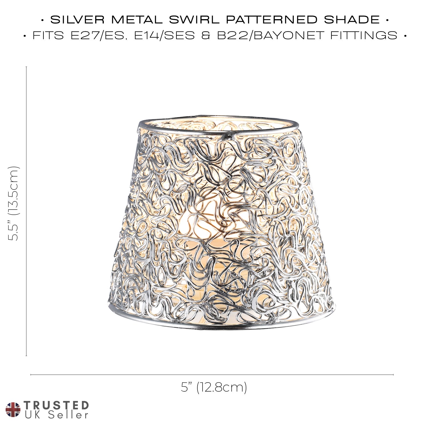 Industrial and Modern Twisting Metal Light Shade in Polished Silver - Cone Shape Image 6