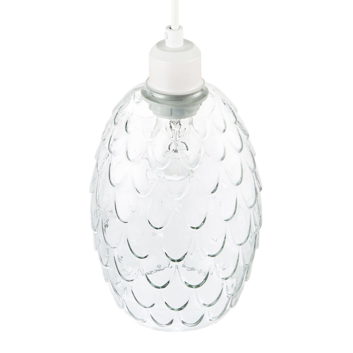 Modern Clear Embossed Glass Pendant Light shade with Scalloped Pattern Image 3
