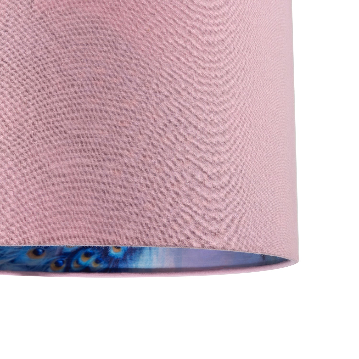 Elegant Blue Peacock and Pink Floral 12 Inch Lamp Shade in Pink Linen Image 5