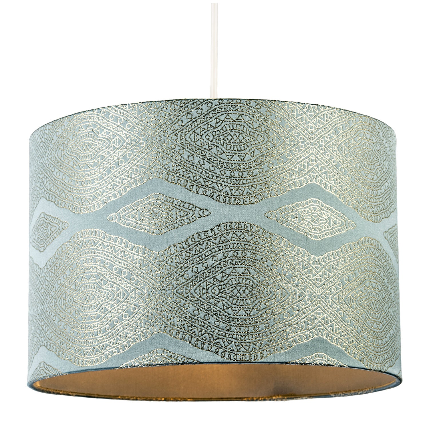 Sophisticated Duck Egg Lamp Shade with Intricate Geometric Pattern Image 2