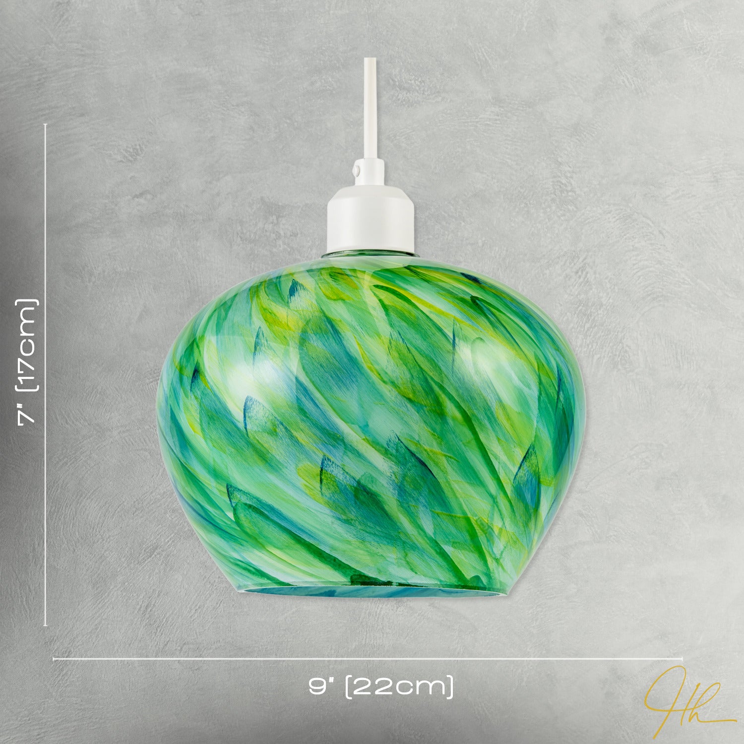 Modern Green Toned Glass Pendant Shade with Brushed Leaves Design Image 7