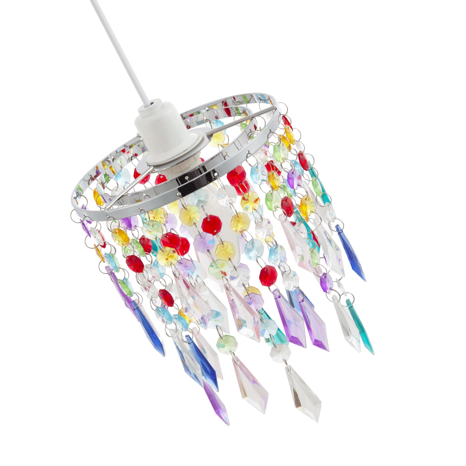 Modern Waterfall Design Pendant Shade with Multi Colour Acrylic Drops and Beads Image 3