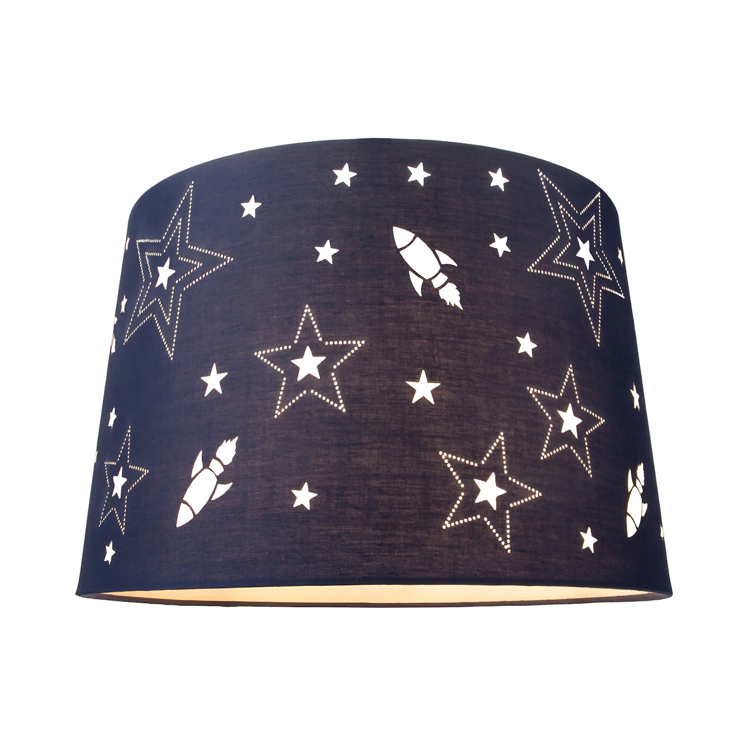 Rockets and Stars Childrens/Kids Blue Cotton 25cm Bedroom Pendant or Lamp Shade Image 2