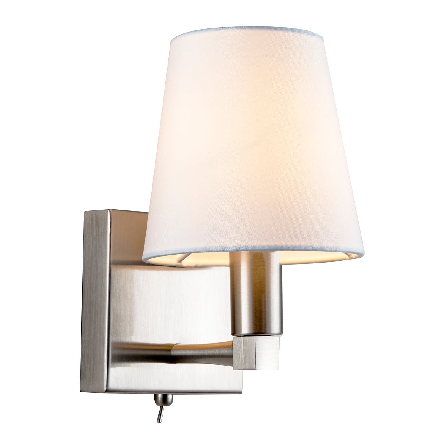 Sleek Bedside Wall Light in Satin Nickel with Toggle Switch and Shade Image 2