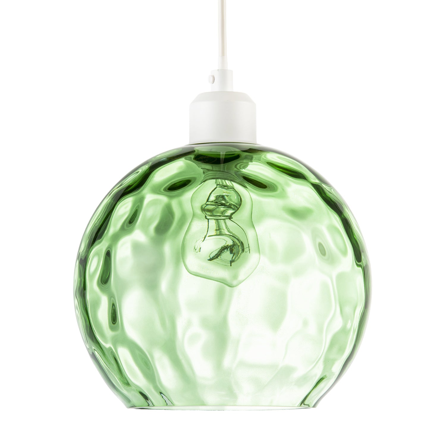 Modern Emerald Green Dimpled Round Glass Pendant Ceiling Light Shade Image 1