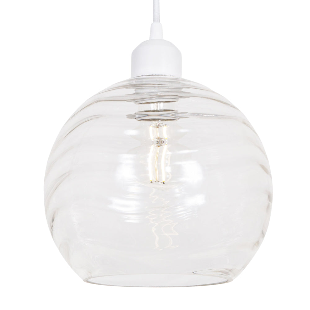 Modern Designer Clear Circular Ribbed Glass Non Electric Pendant Lamp Shade Image 2