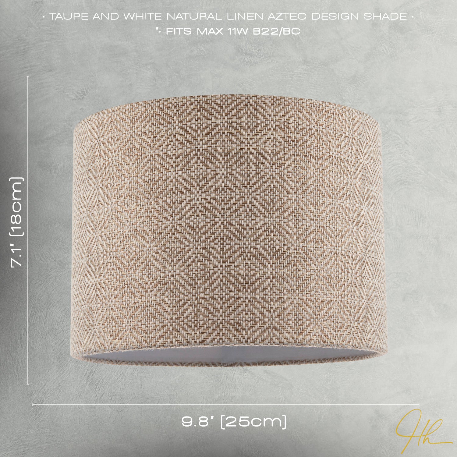 Unique Aztec Designed Drum Lamp Shade in Dark Taupe and White Linen Image 7
