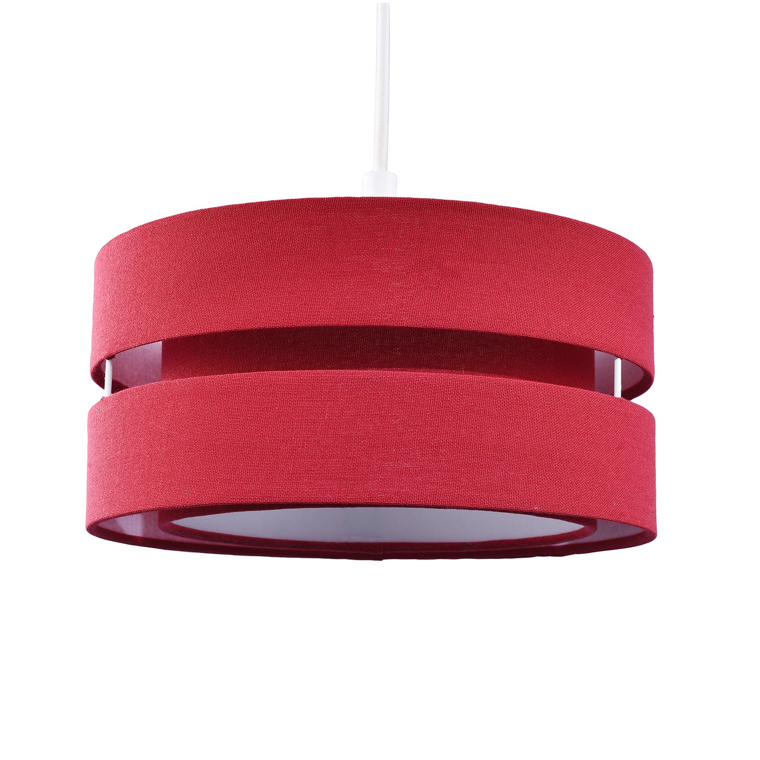 Contemporary Quality Burgundy Linen Fabric Triple Tier Ceiling Pendant Shade Image 1