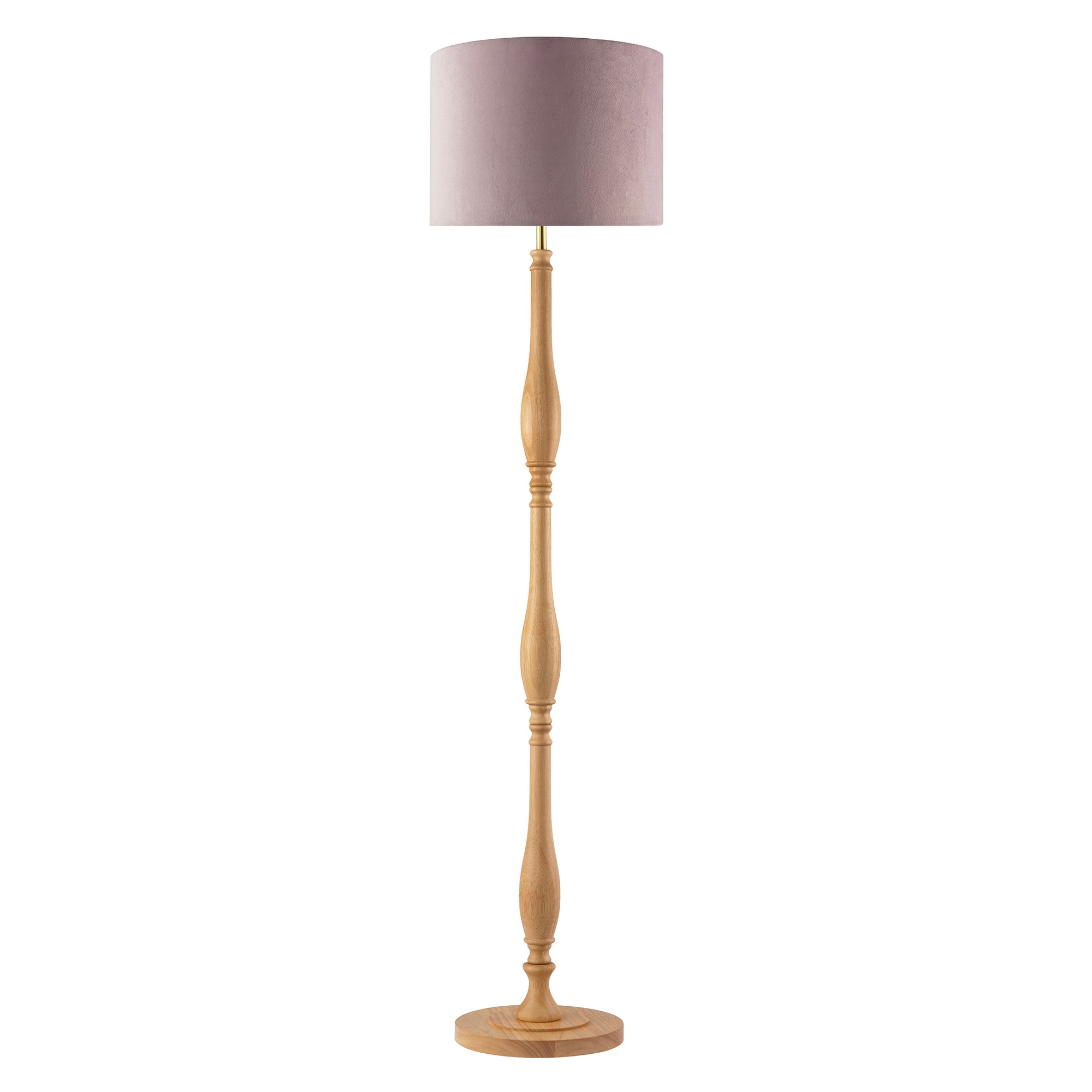 Traditional Oak Wood Floor Lamp Base with Sleek Triple Segment Design Image 3