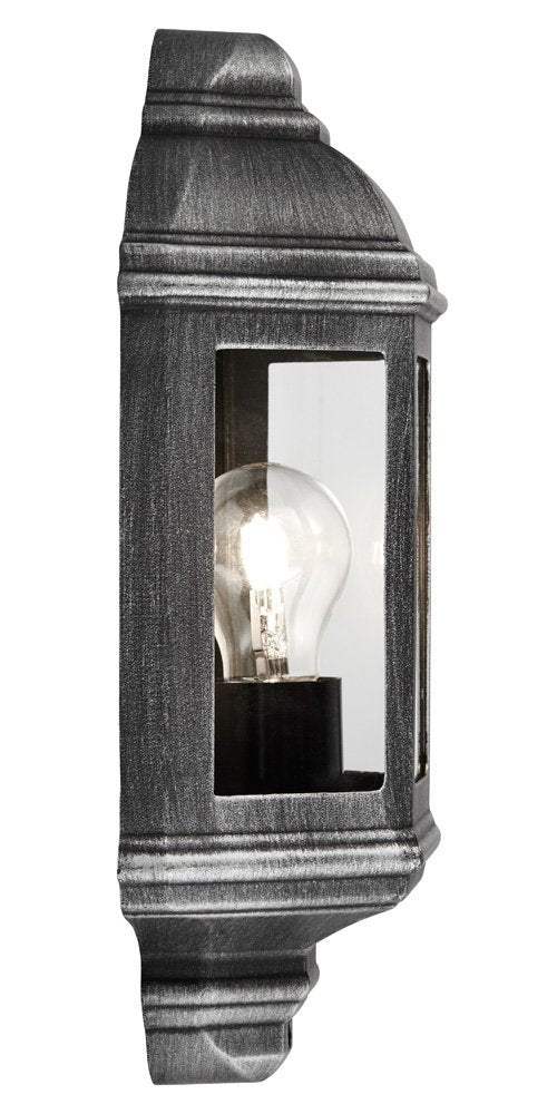 Traditional Outdoor Black/Silver Cast Aluminium Flush Wall Lantern Light Fitting Image 3