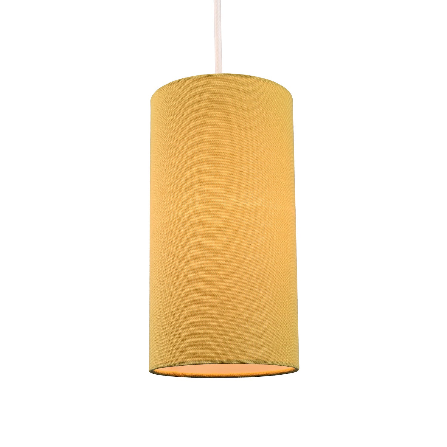 Contemporary and Stylish Mustard Ochre Linen Fabric Tall Cylindrical Lampshade Image 2