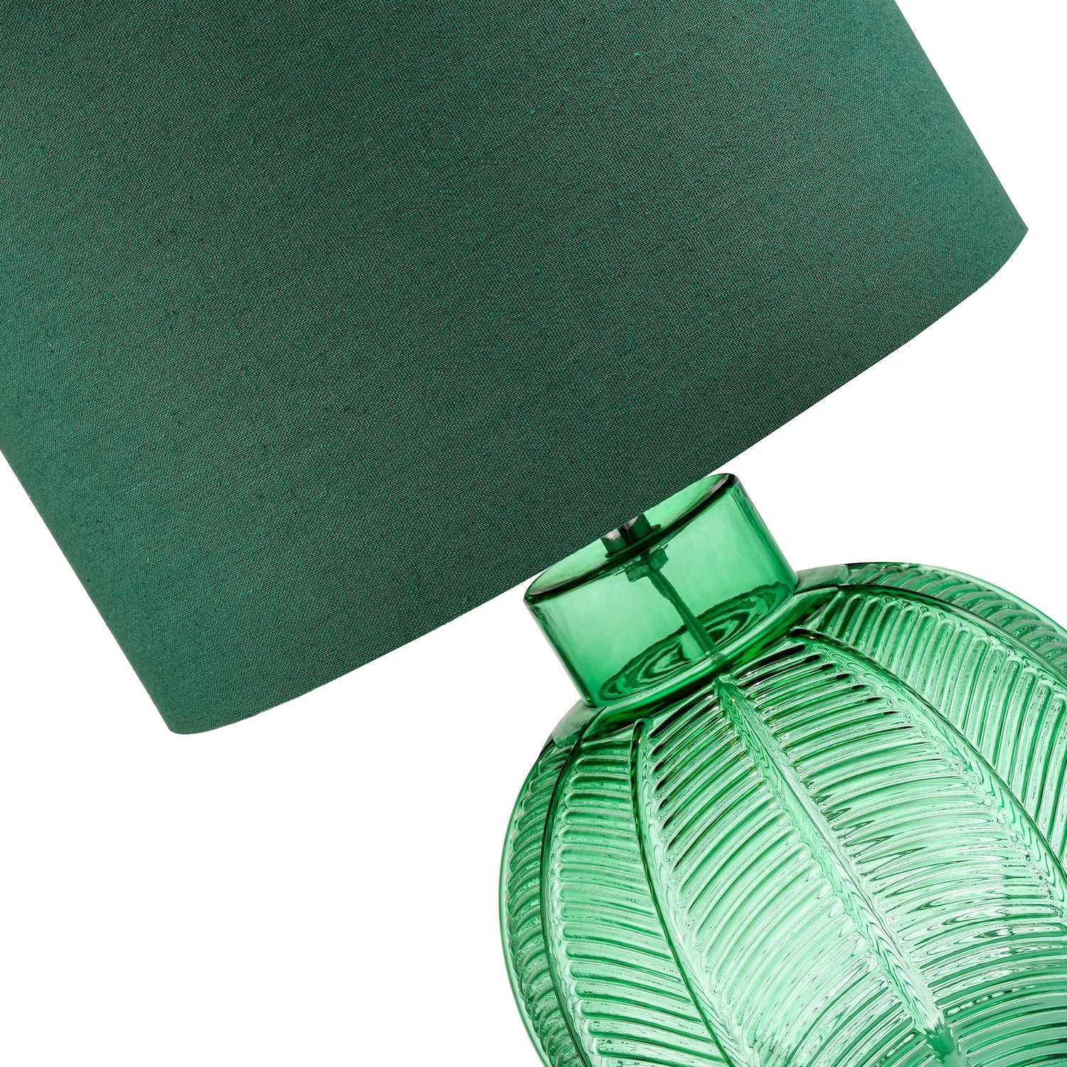 Contemporary Emerald Green Glass Lamp in Leaf Design and Forest Green Shade Image 4