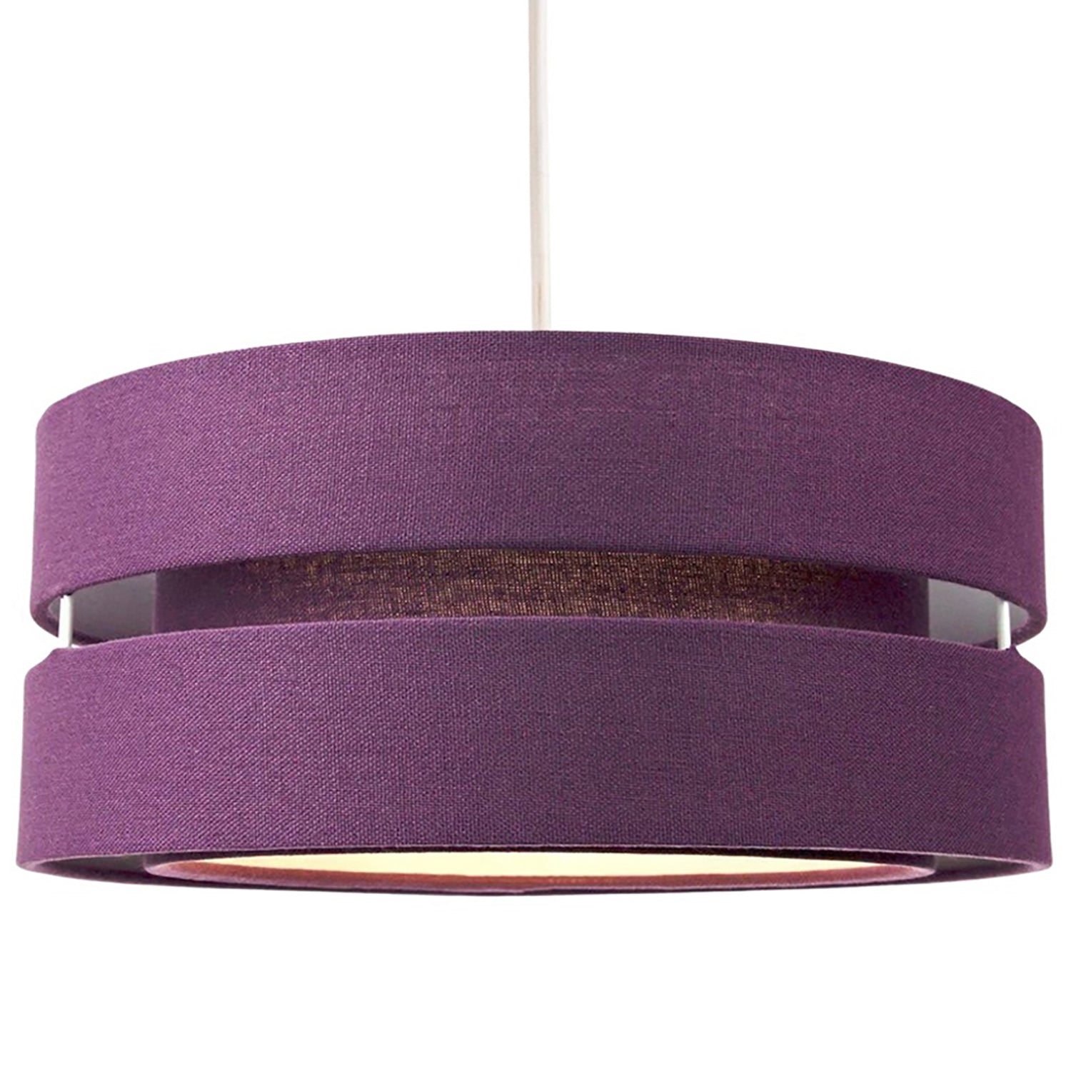 Contemporary 14" Purple Linen Fabric Triple Tier Ceiling Pendant Lamp Shade Image 1