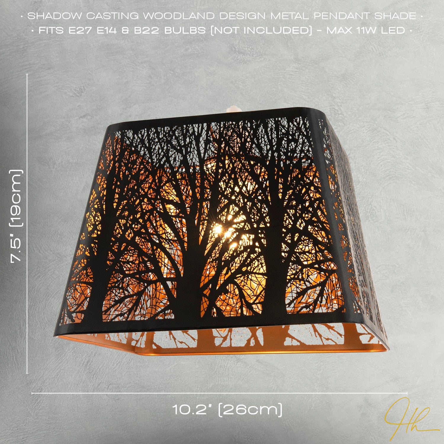 Matte Black Tree Forest Pendant Lighting Shade with Satin Gold Inner Image 7