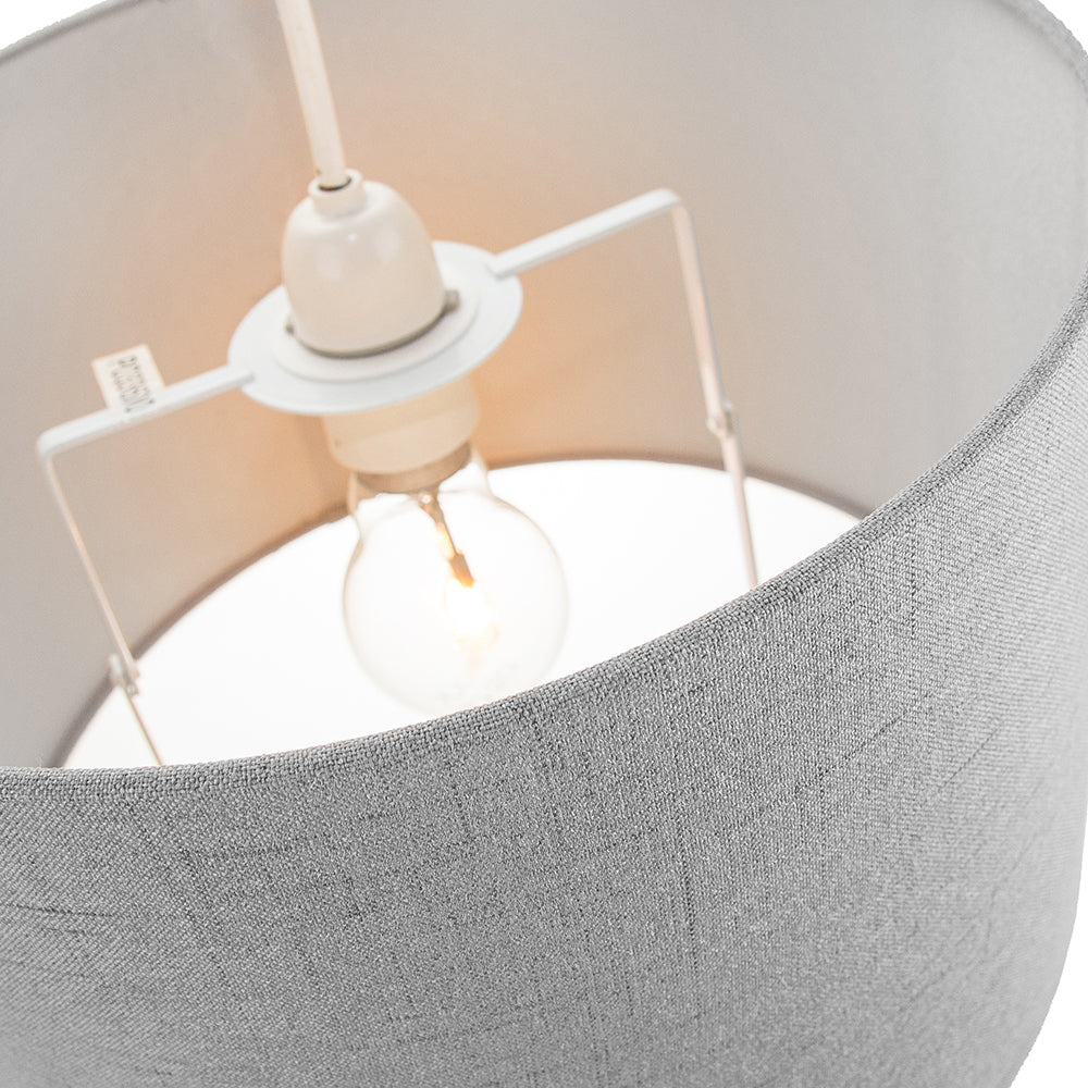 Contemporary and Sleek Grey Textured Linen Fabric Drum Lamp Shade 60w Maximum Image 2