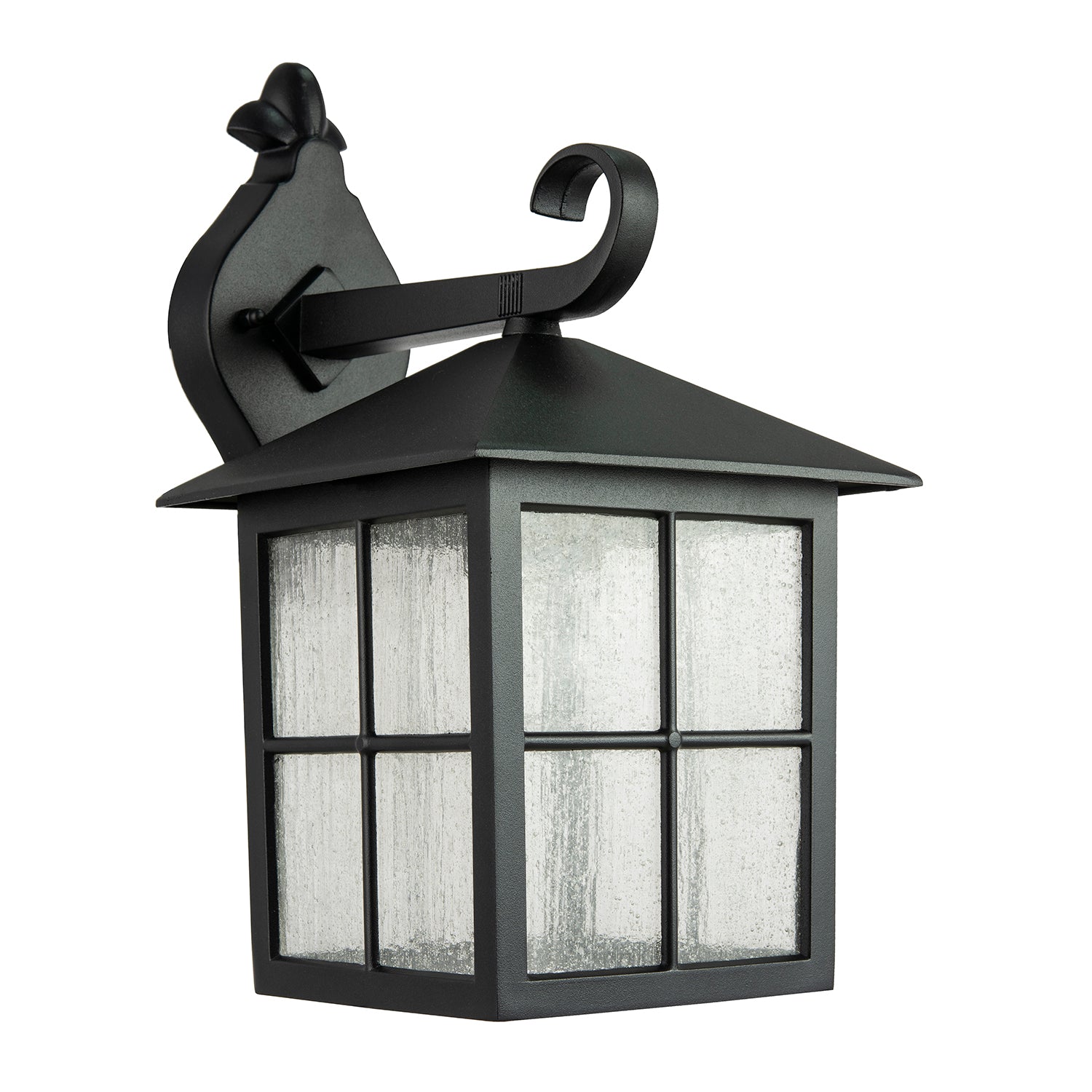 Classic Matte Black Die-Cast Aluminium Metal Exterior Lantern Wall Light Fitting Image 2