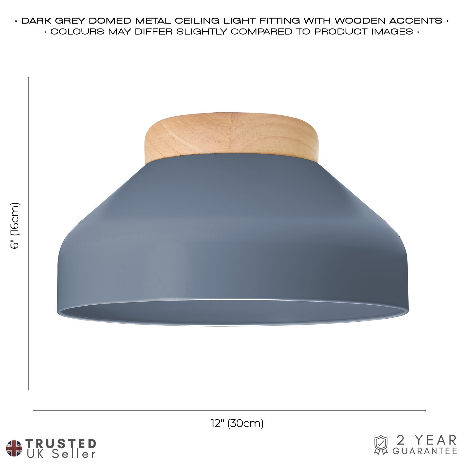 Contemporary Scandinavian Designed Semi Flush Ceiling Light in Charcoal Grey Image 4