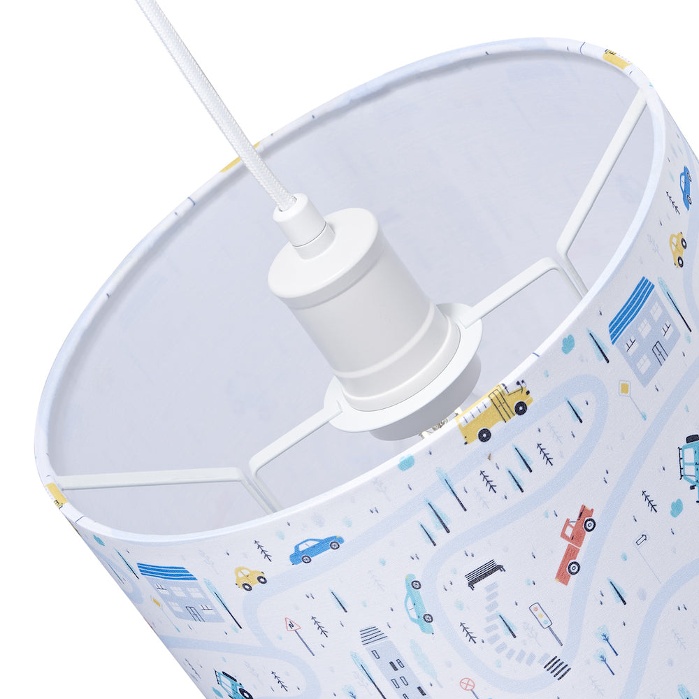 Children's Play Village Lamp Shade - Town City Car Roads Map with Cars & Trucks Image 5