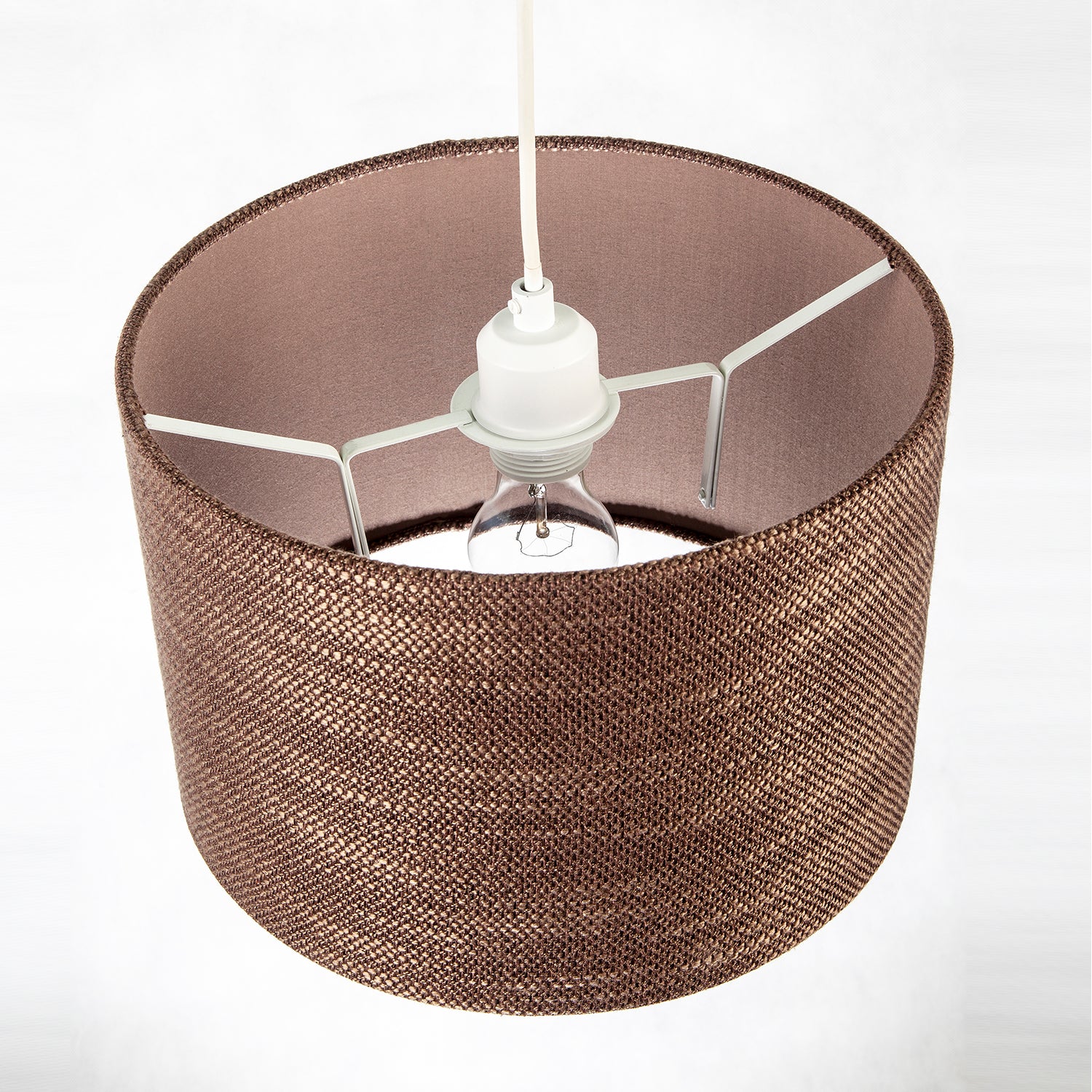 Designer Bobbled and Textured Linen Lamp Shade in Chocolate Brown Image 3