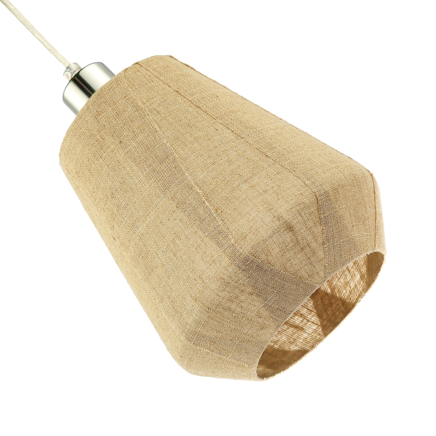 Modern Designer Glass Pendant Lamp Shade Wrapped in Natural Oatmeal Linen Fabric Image 4