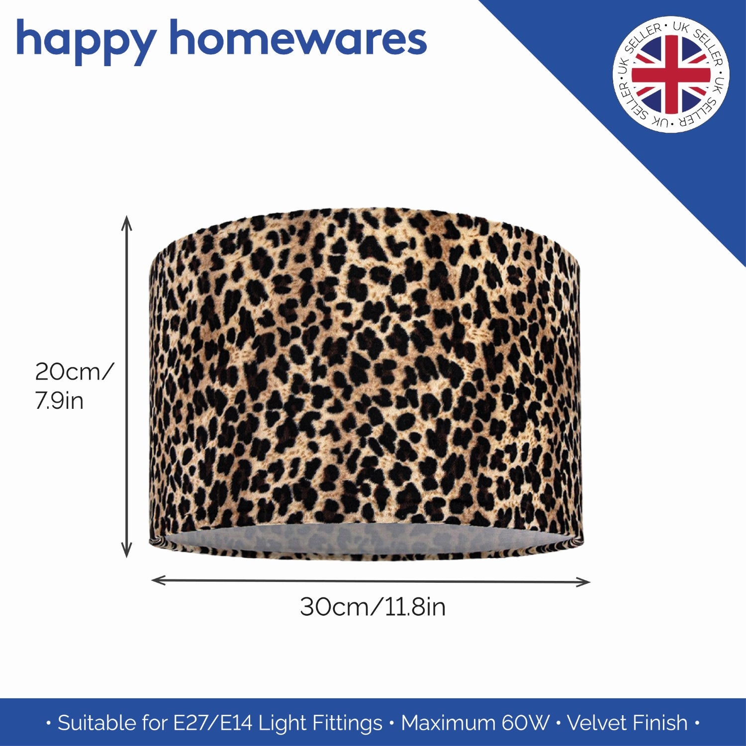 Modern and Distinctive Leopard Print Table/Pendant Lamp Shade in Soft Velvet Image 5