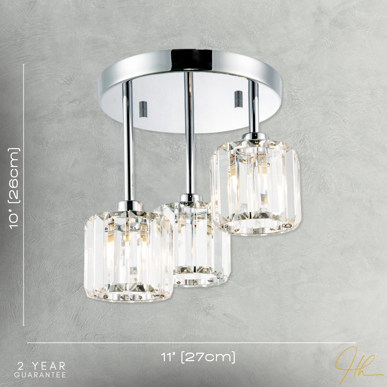 Modern Triple Level Chrome Ceiling Light with K9 Crystal Glass Shades Image 7