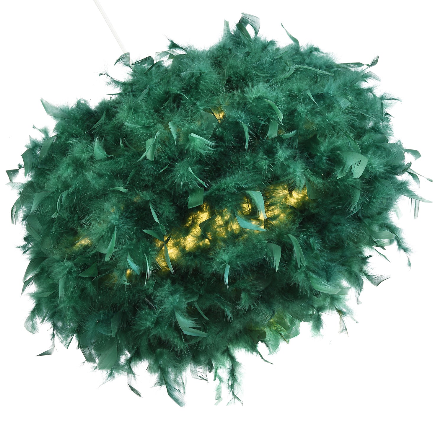 Contemporary and Unique Large Green Real Feather Decorated Pendant Light Shade Image 3