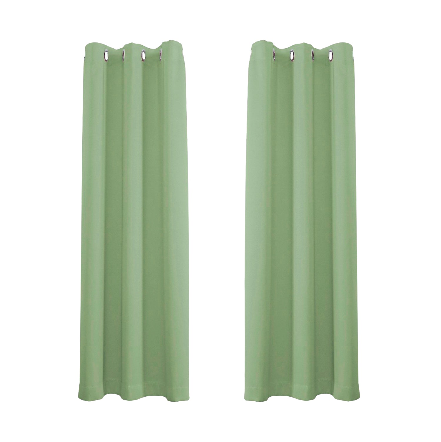 Olive Eyelet Curtains - Thermal Blackout Curtains  - 46 x 54 Inch Drop - 2 Panel Image 1