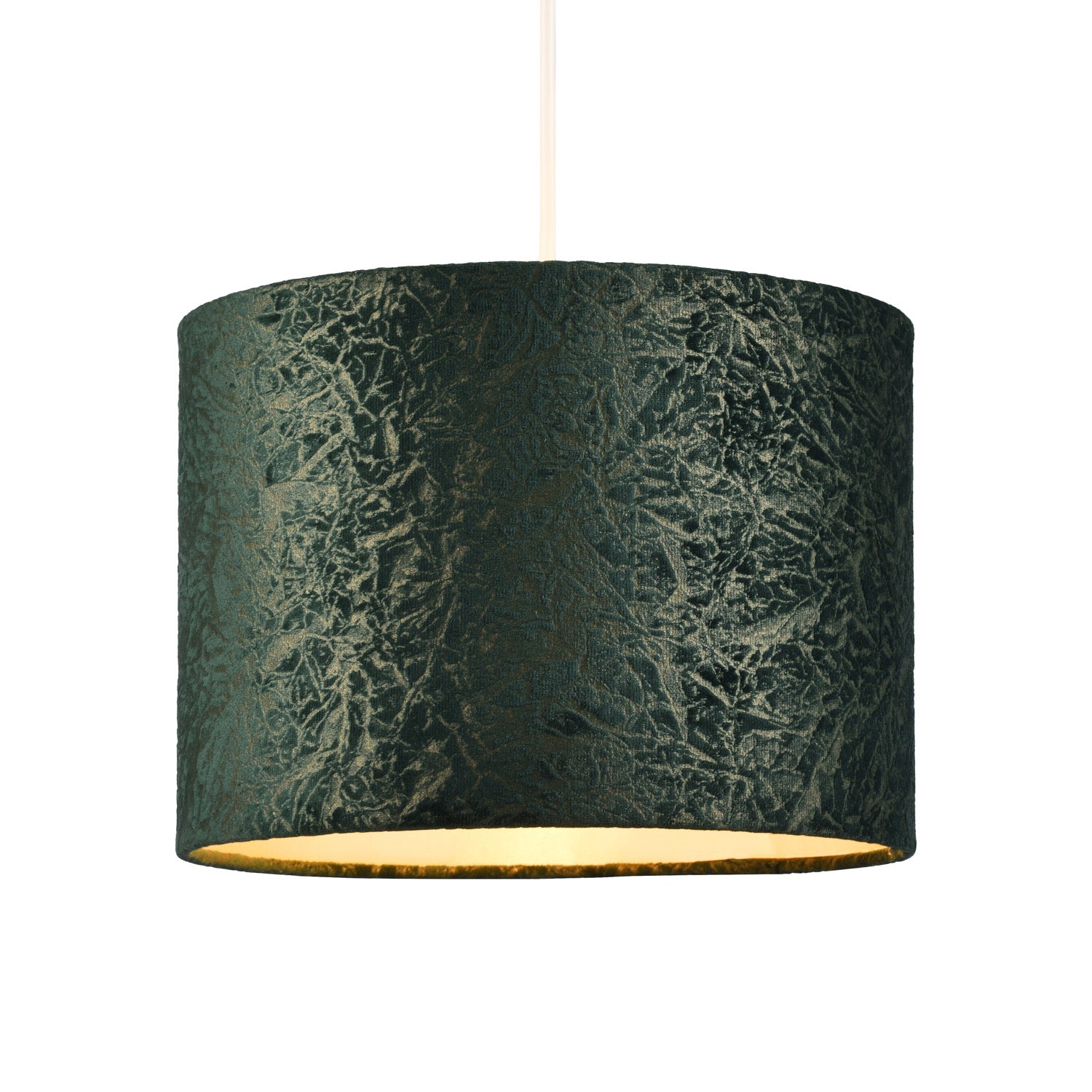 Dark Forest Green Velvet Crinkle 10 Inch Lampshade with Champagne Satin Lining Image 2