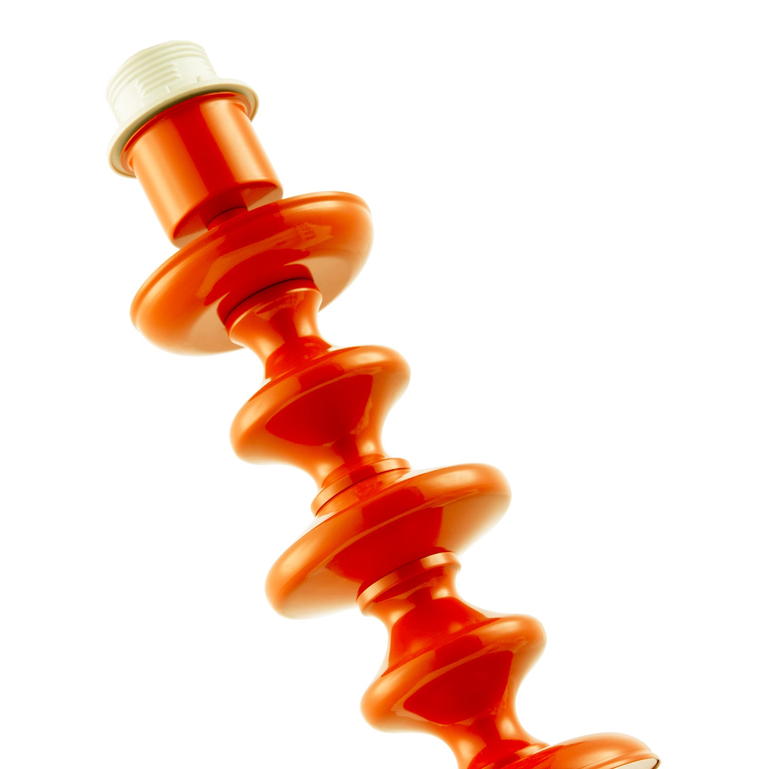 Modern Vivid Orange Gloss Table Lamp Base with Chic Round Step Design Image 4