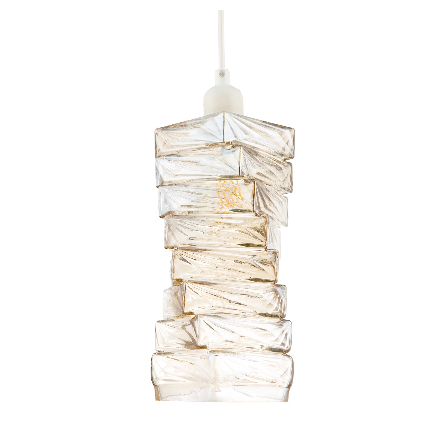 Sleek Gold Tinted Pendant Light Shade with Staggered Rectangular Body Image 5