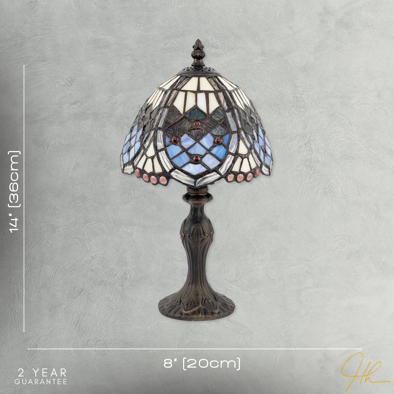Classic Hand Crafted Round Beaded Tiffany Table Lamp in Lavender Lilac Image 7