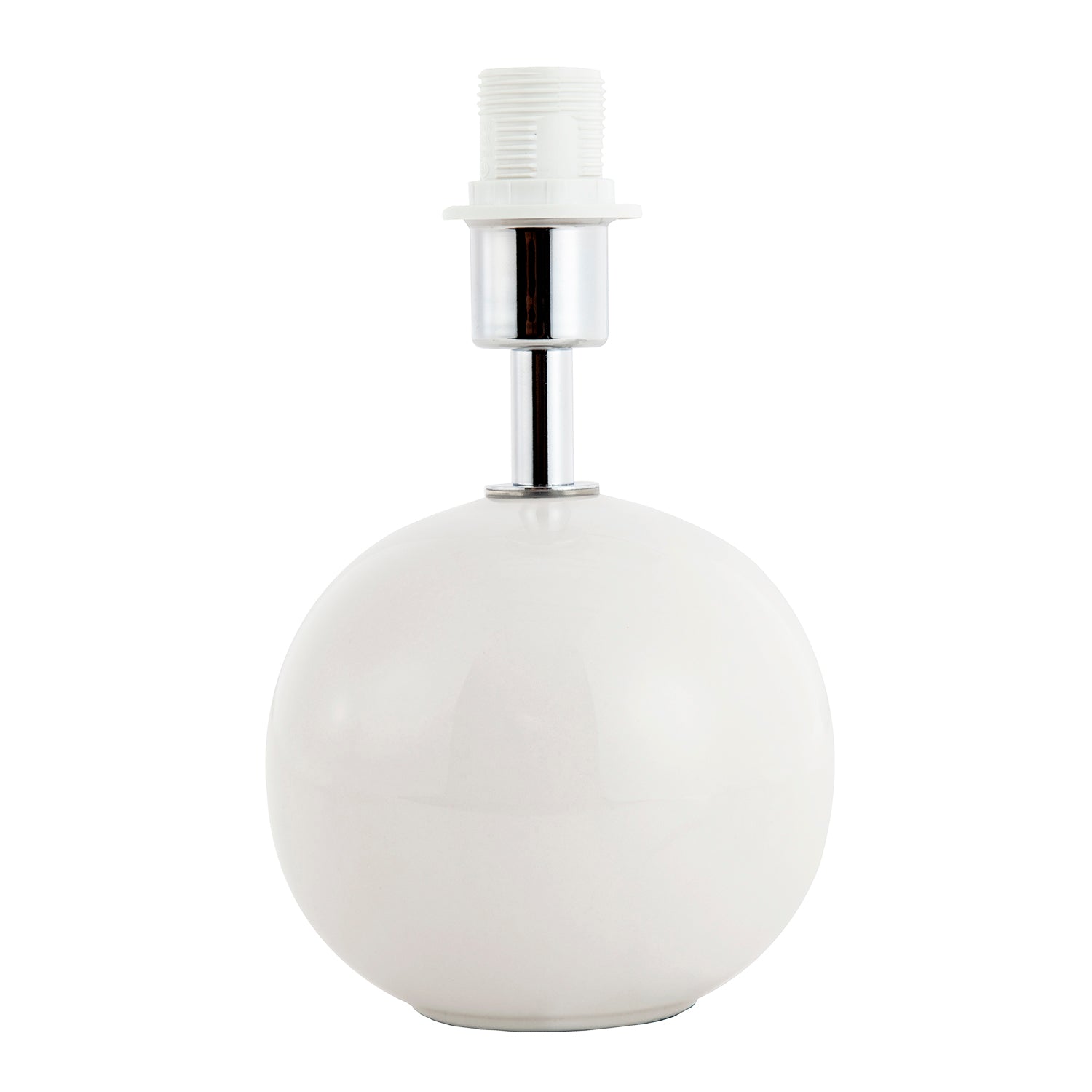 Traditional Classic Round Ceramic Table Lamp Base in Off-White Gloss Finish Image 1