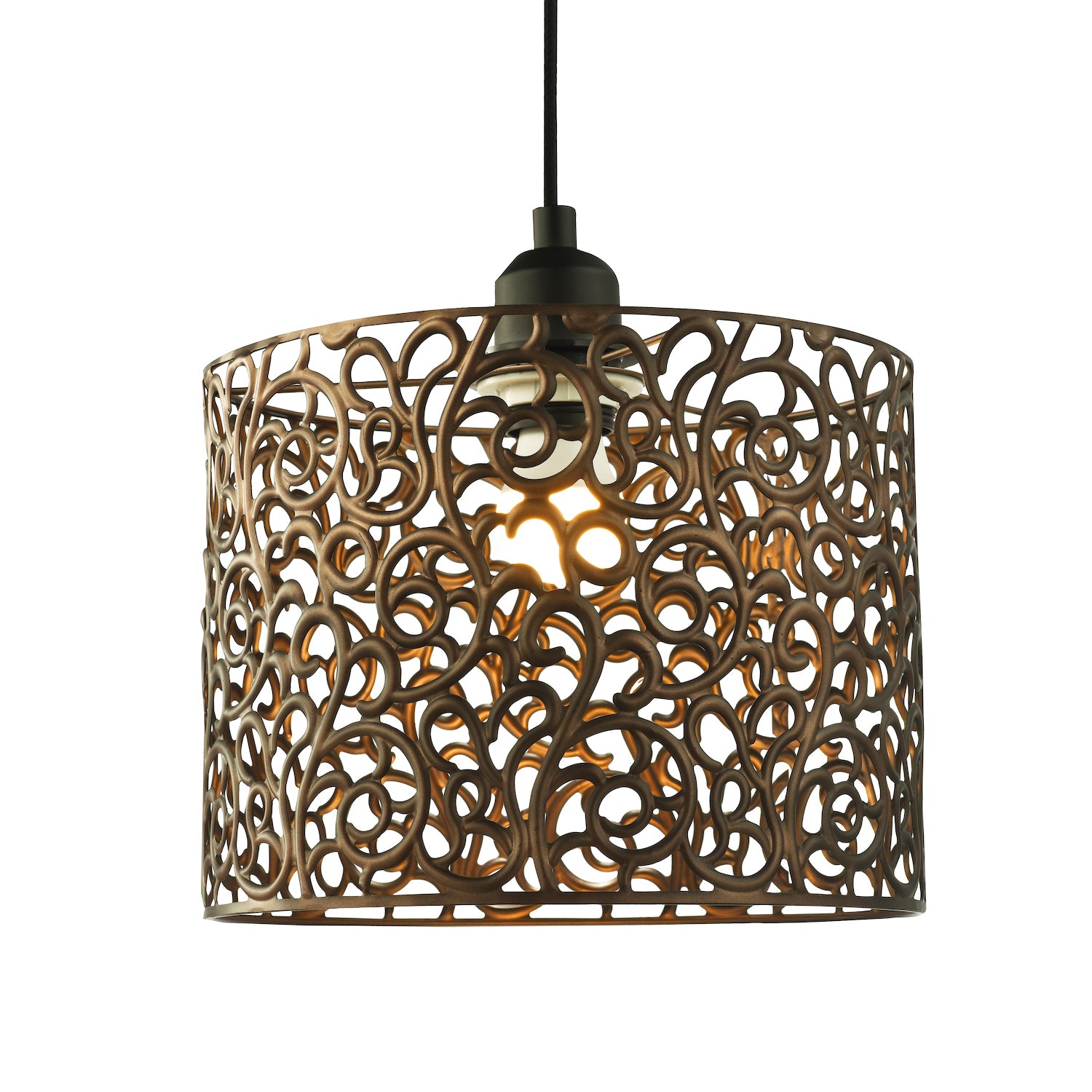 Elegant Classic Floral Matte Bronze Metal Ceiling Pendant Lamp Shade 19cm x 25cm Image 2