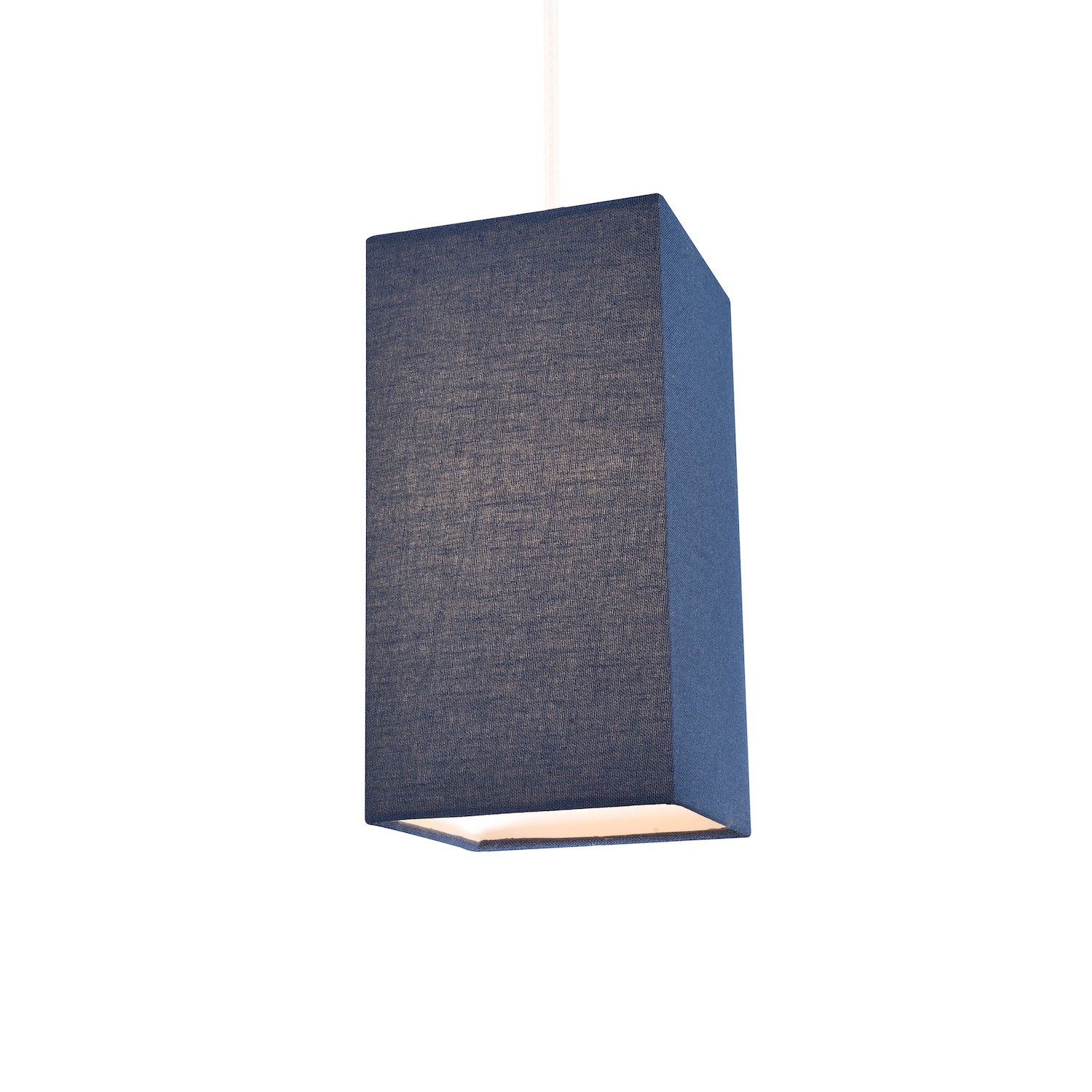 Contemporary and Stylish Midnight Blue Linen Fabric Tall Rectangular Lampshade Image 2