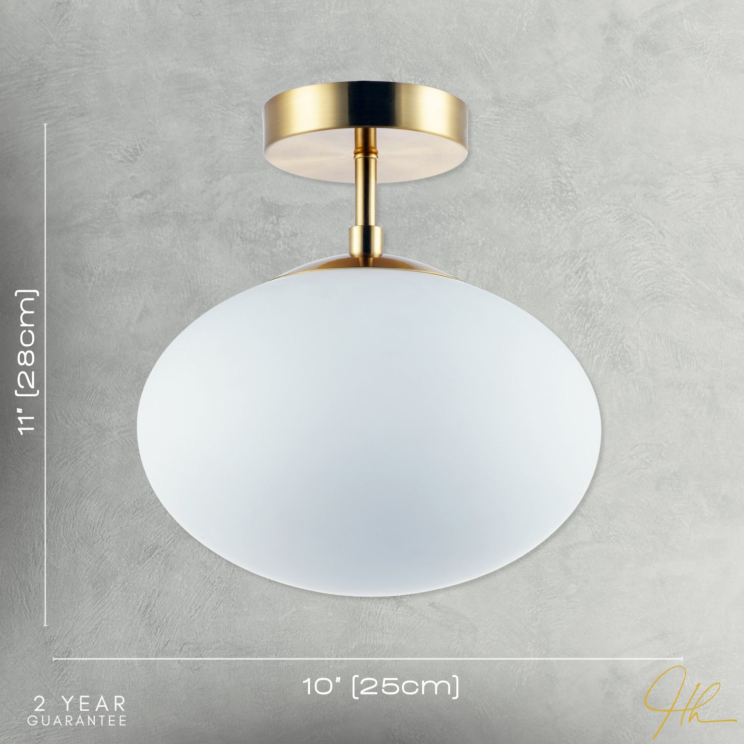 Designer Oval White Glass Globe Bathroom Ceiling Lamp in Antique Brass Image 7
