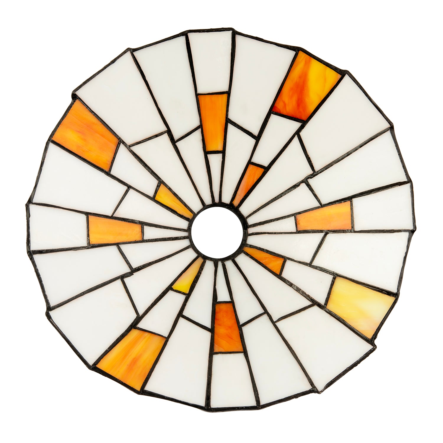 Contemporary White Tiffany Pendant Light Shade with Orange Accents Image 4