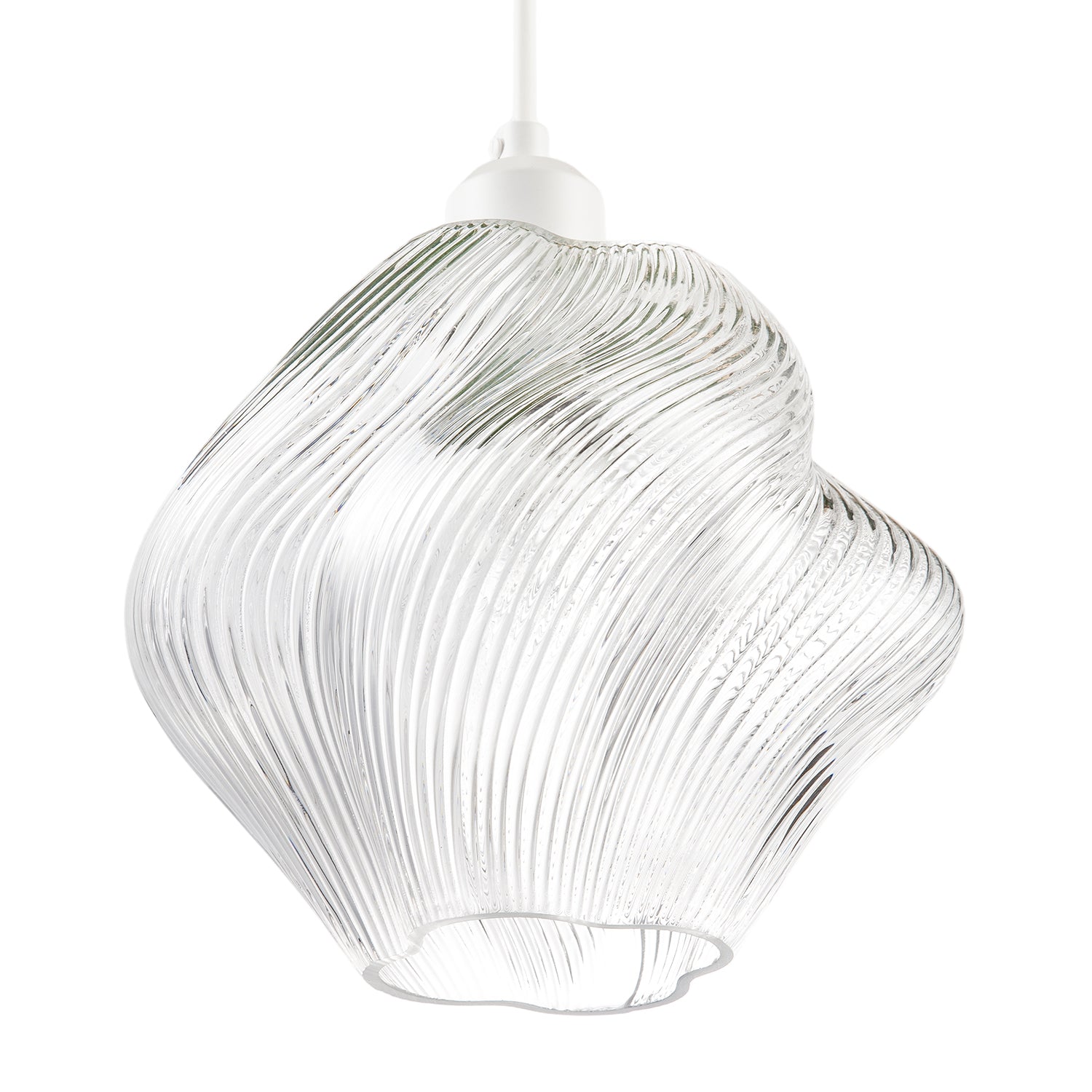 Modern Clear Twisted Glass Pendant Light Shade with Etched Grooves Image 5
