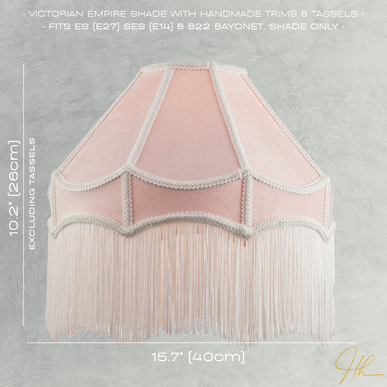 Traditional Victorian Empire 40cm Lamp Shade in Soft Pink with Tassels Image 7
