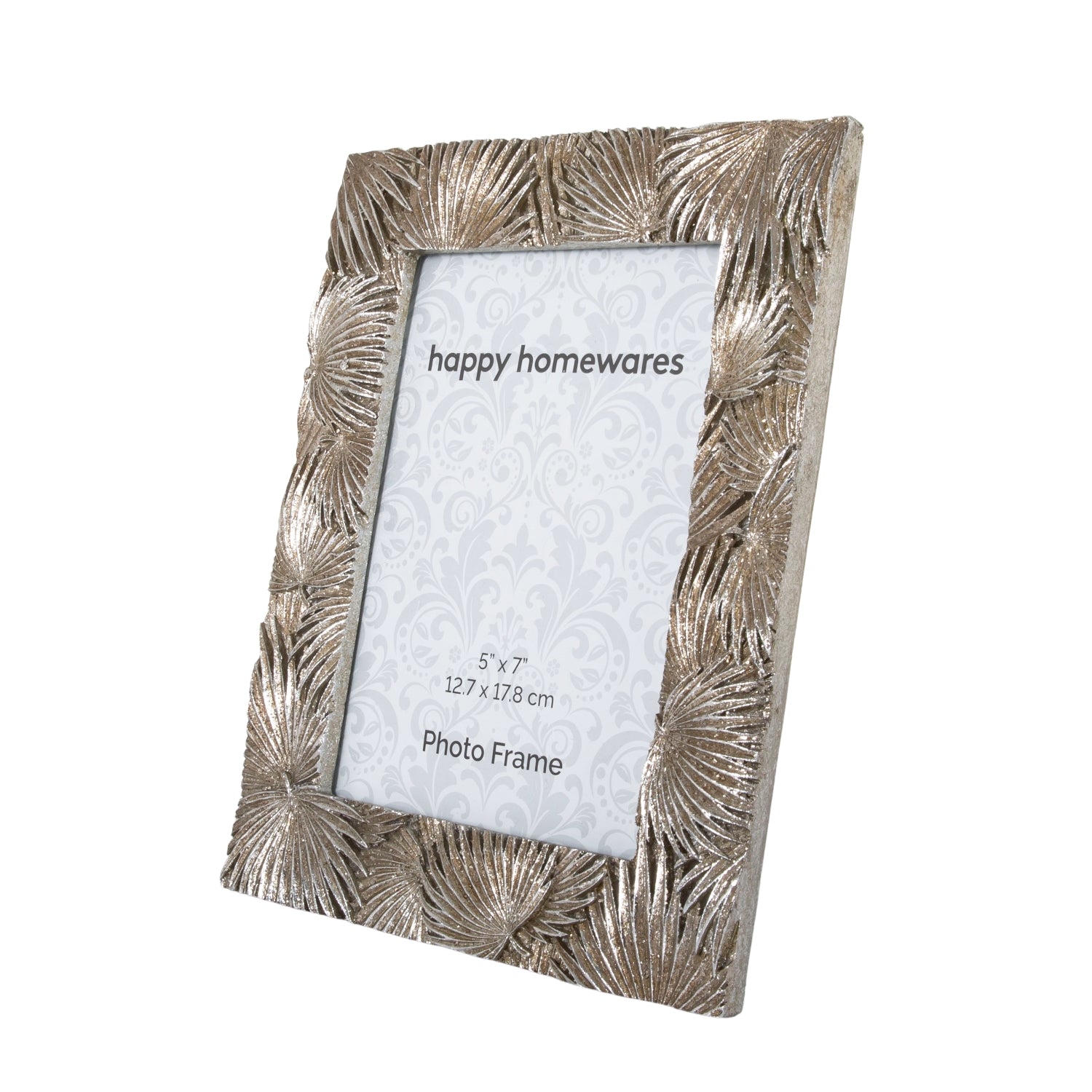 Elegant Chic 5x7 Resin Photo Frame with 3D Floral Decor in Rustic Aged Silver Image 2