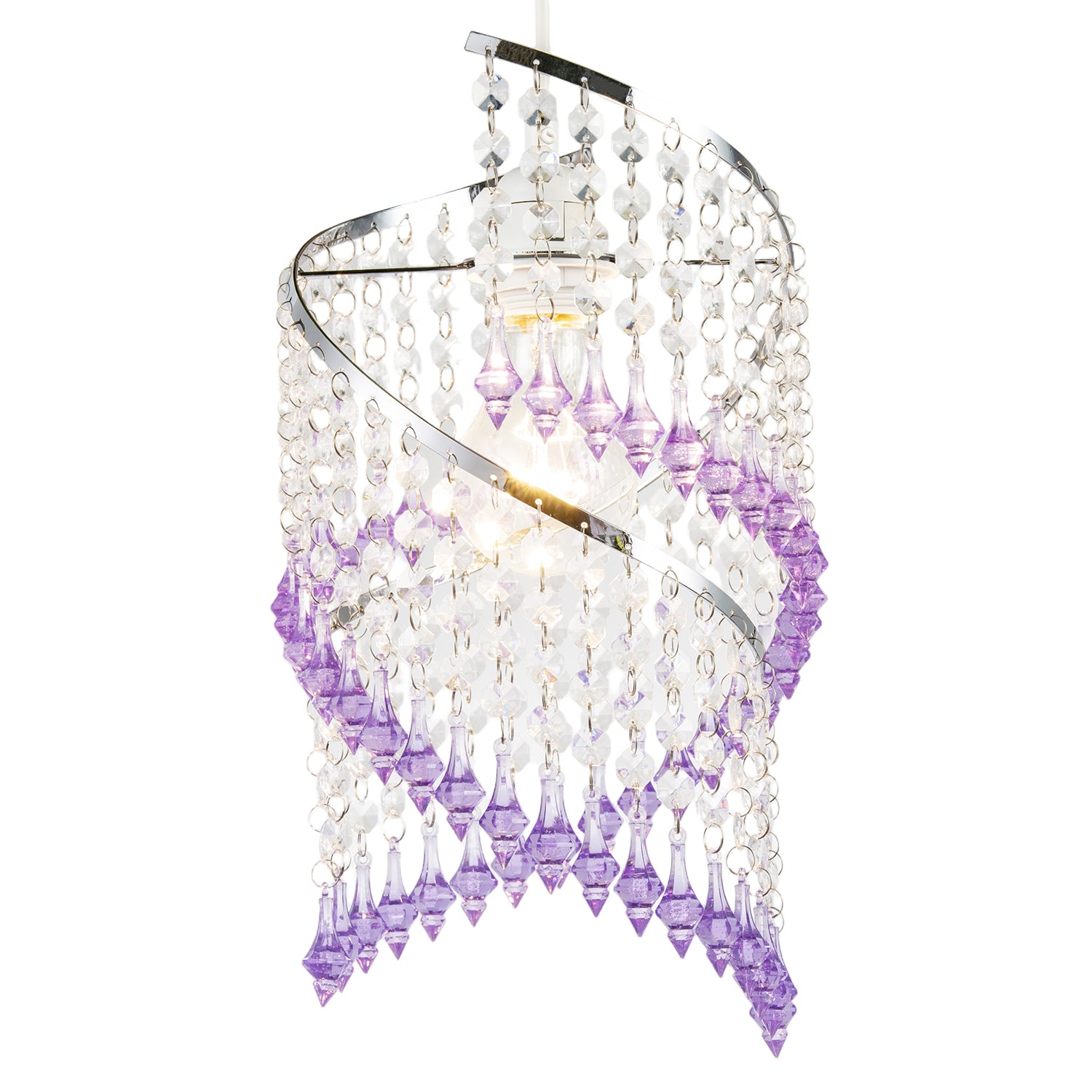 Modern Spiral Waterfall Pendant Shade with Purple and Clear Acrylic Image 2