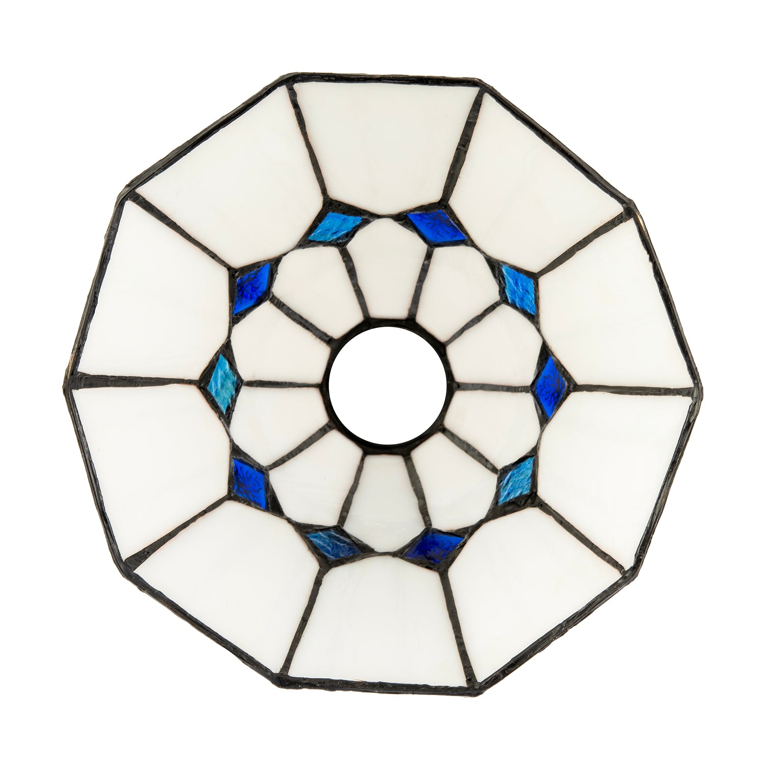 White Glass Tiffany Pendant Light Shade with Midnight Blue Diamonds Image 3