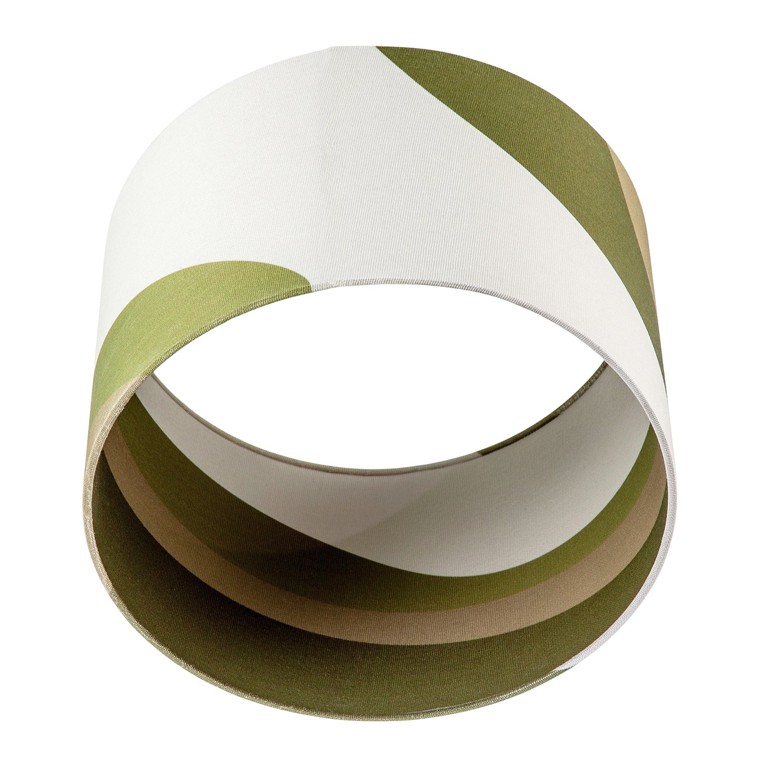 Olive Green Linen Fabric Lamp Shade with Inner and Outer Wavy Design Image 5