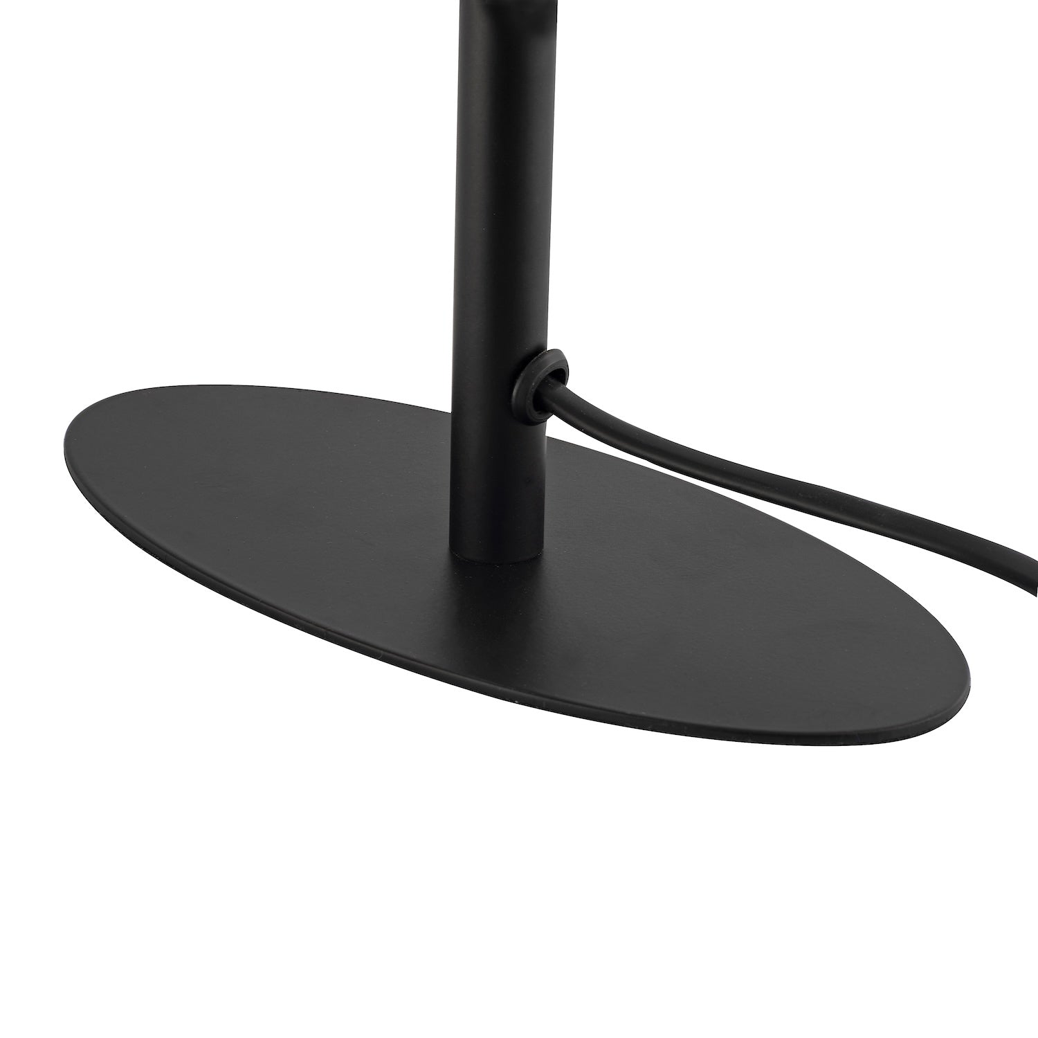 Modern Designer Oval Table Lamp in Matte Black with Off-White Fabric Shade Image 4