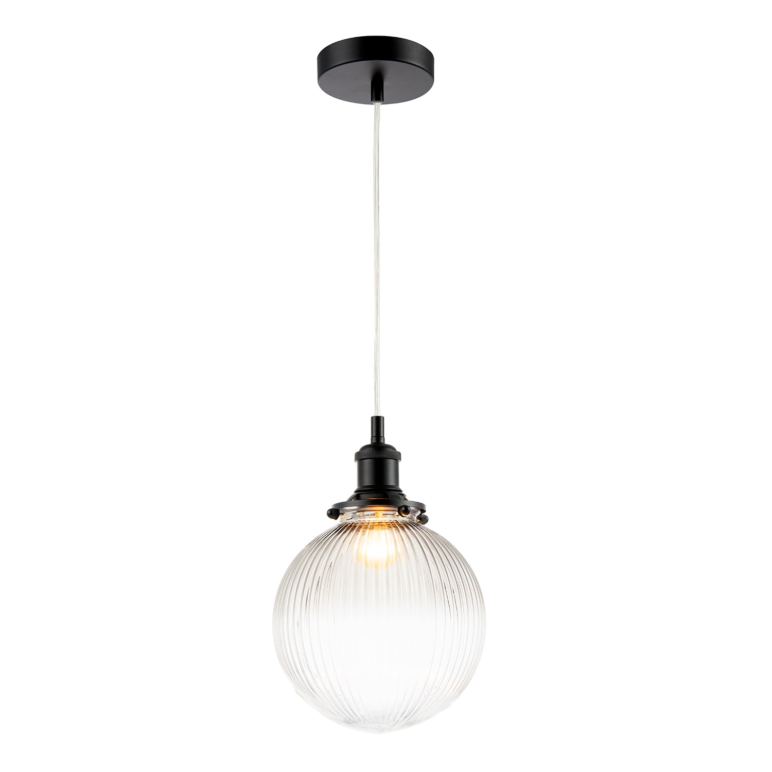 Traditional Vintage Lantern Pendant Light in Matte Black with Glass Shade Image 1